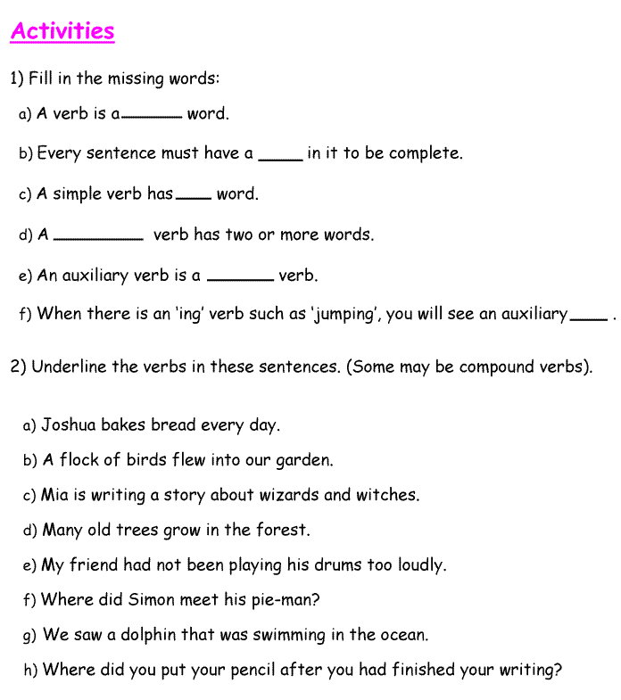 Sample English Worksheet Part 1