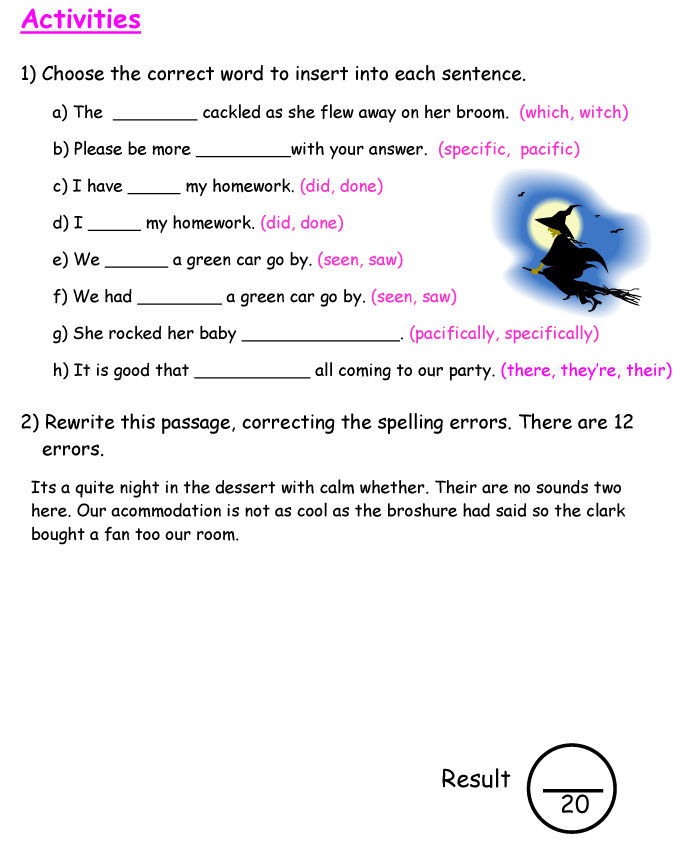 Sample English Worksheet Part 1